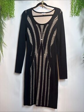 Cache Black Long Sleeve Cutout Bodycon Dress